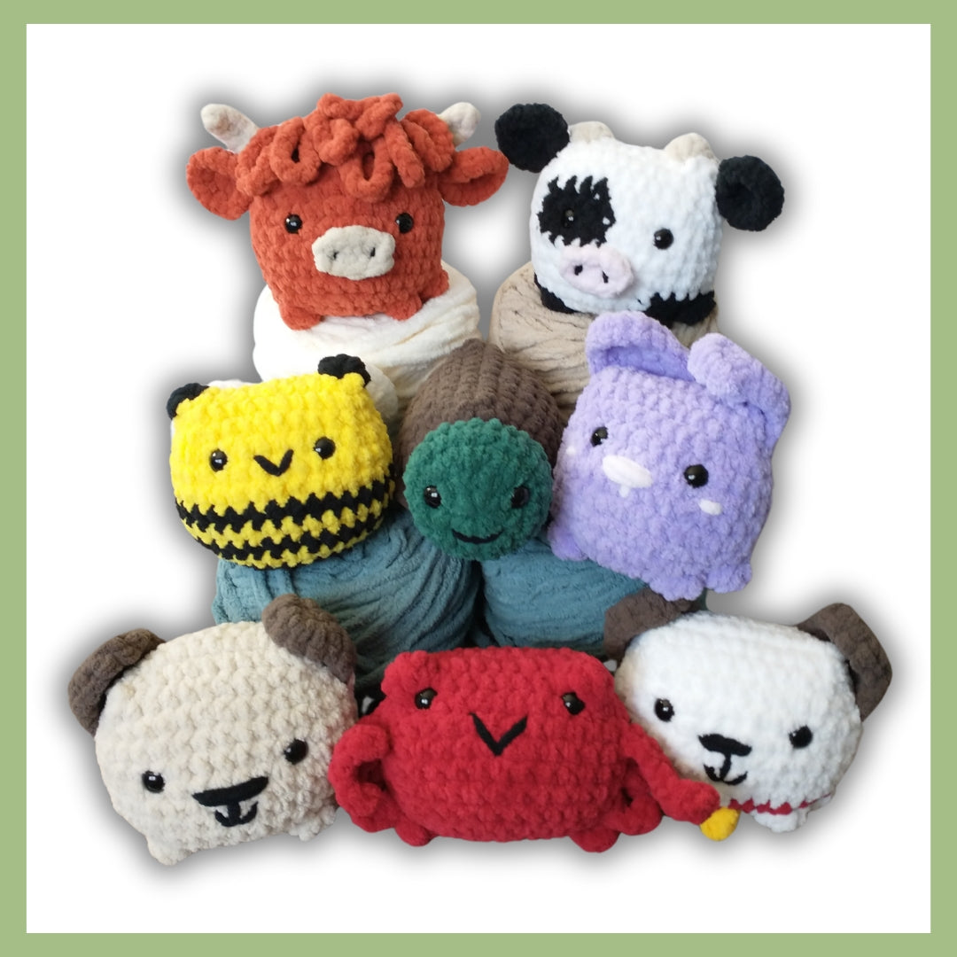 Sitting Animals Crochet 7 Pattern Pack