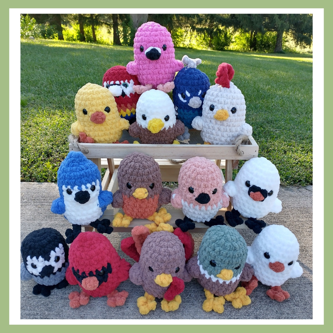 No Sew Crochet Bird Group Photo